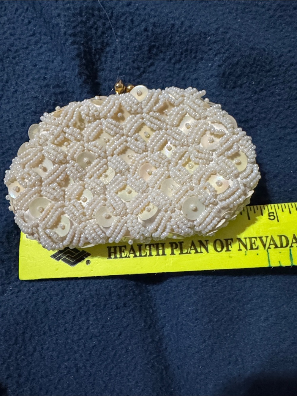 Ivory Beaded Clutch Wallet - Elegant Evening Bag